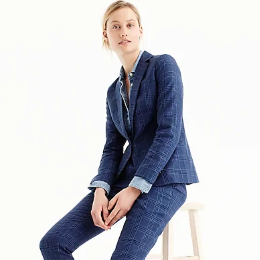 J Crew Wool Linen Blend Plaid Suit